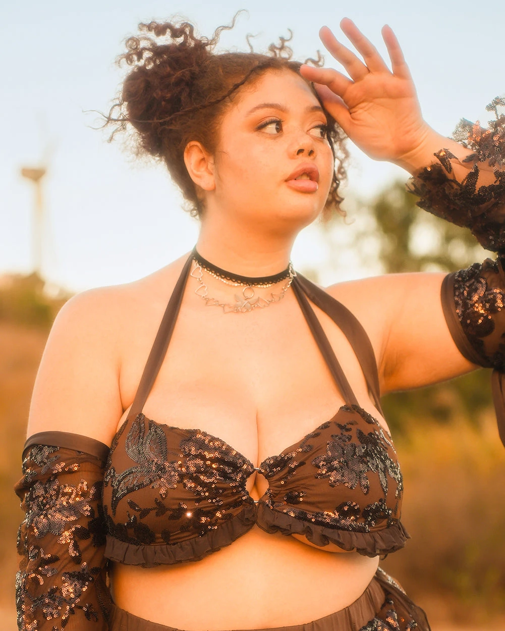 Bohemian Princess Sequin Ruffle O-Ring Top With Sleeves 8 Bohemian Princess Sequin Ruffle O-Ring Top With Sleeves - Image 6