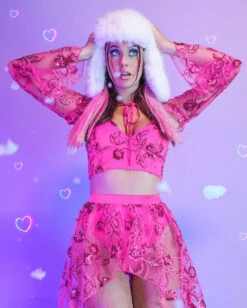 Glimmer In The Garden Tie-Front Ultra Crop Top -iHeartRaves Shop 10.03.24 Sarah Anyssa Aden2480