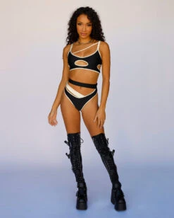 Backstage Baddie Reflective Cutout Bottoms -iHeartRaves Shop BackstageBaddieReflectiveCutoutTop Full