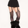 Bassline Babe Fishnet Suspender Tights -iHeartRaves Shop Bassline Babe Fishnet Suspender Tights Front