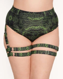Cyber Matrix Harness Booty Shorts -iHeartRaves Shop Cyber Matrix Harness Booty Shorts C1 Front2