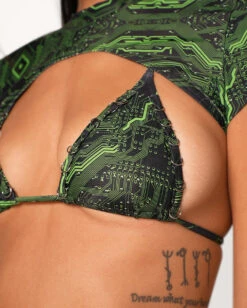 Cyber Matrix Ultra Cropped Top -iHeartRaves Shop Cyber Matrix Ultra Cropped Top Detail