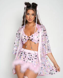 Daisy Disco Marabou Skirt -iHeartRaves Shop Daisy Disco Marabou Robe Baby Pink Front f119f628 e24a 4c4a a92c e791d5571260