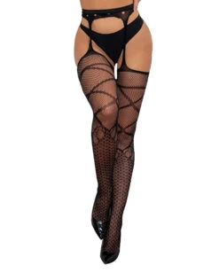 Dark Darling Bow Suspender Tights -iHeartRaves Shop DarkDarlingBowSuspenderTights