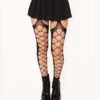Dark Secrets Fishnet Suspender Tights -iHeartRaves Shop Dark Secrets Fishnet Suspender Tights Front