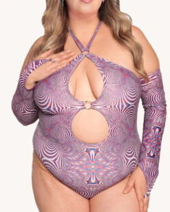 Distortion Bodysuit With Sleeves -iHeartRaves Shop Distortion Bodysuit With Sleeves C1 Front 01d867c1 0546 44b9 a4fa 8a2e162731ac