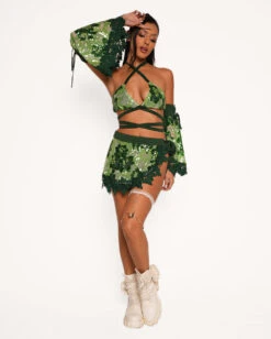 Fairytale Forest Side Tie Mini Skirt -iHeartRaves Shop Fairytale Forest Wrap Around Top with Sleeves Full