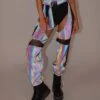 False Alarm Fishnet Rainbow Reflective Chaps -iHeartRaves Shop False Alarm Fishnet Rainbow Reflective Chaps BlkGry Reflective
