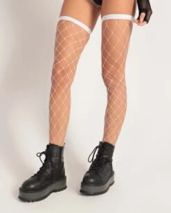 Flirty Fishnet Thigh Highs -iHeartRaves Shop Flirty Fishnet Thigh Highs Red Whte 8b38d1fb 3fa2 4614 989f e7390046002c