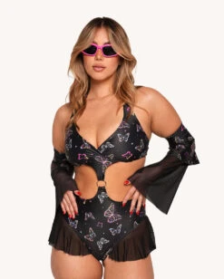 Flutter Fantasy Bodysuit With Sleeves 11 Flutter Fantasy Bodysuit With Sleeves -iHeartRaves Shop Flutter Fantasy Bodysuit with Sleeves Front2