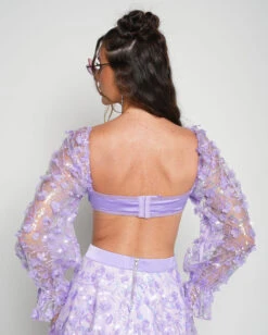 Genie Dust Floral Sequin Top -iHeartRaves Shop Genie Dust Floral Sequin Top Lavender Back