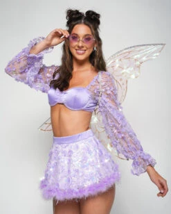 Genie Dust Floral Sequin Top -iHeartRaves Shop Genie Dust Floral Sequin Top Lavender Lifestyle