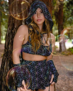 Glowkeeper Rainbow Reflective Hood -iHeartRaves Shop GlowkeeperOutfit