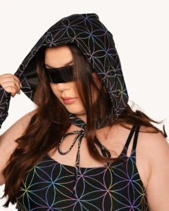 Glowkeeper Rainbow Reflective Hood -iHeartRaves Shop Glowkeeper Hood C1 Front