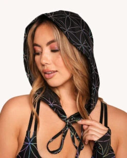 Glowkeeper Rainbow Reflective Hood -iHeartRaves Shop Glowkeeper Hood Front