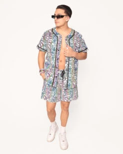 Happy Hour White Reflective Shorts -iHeartRaves Shop Happy Hour White Reflective Baseball Jersey Full 1