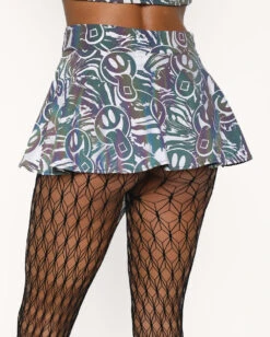 Happy Hour White Reflective Mini Skirt -iHeartRaves Shop Happy Hour White Reflective Mini Skirt Back