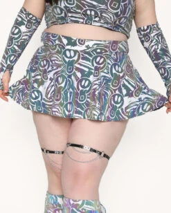 Happy Hour White Reflective Mini Skirt -iHeartRaves Shop Happy Hour White Reflective Mini Skirt C1 Front