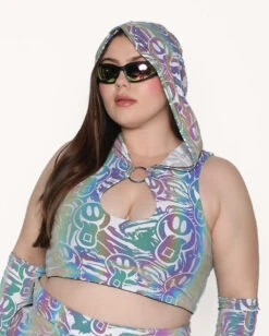 Happy Hour White Reflective O-Ring Top -iHeartRaves Shop Happy Hour White Reflective O Ring Top C1 Front