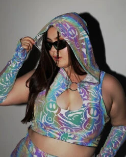 Happy Hour White Reflective O-Ring Top -iHeartRaves Shop Happy Hour White Reflective O Ring Top C1 Ref