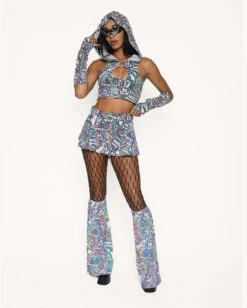 Happy Hour White Reflective Sleeve & Boot Cover Set -iHeartRaves Shop Happy Hour White Reflective O Ring Top Full 1