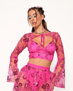 Glimmer In The Garden Tie-Front Ultra Crop Top