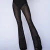 Holo Star Mesh Bell Bottoms -iHeartRaves Shop Holo Star Mesh Bell Bottoms Black Front