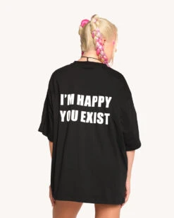 Leblunt X IHR I'm Happy You Exist Oversized Tee -iHeartRaves Shop I m Happy You Exist Oversized Tee Back