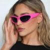 It Girl Oval Glasses -iHeartRaves Shop It Girl Oval Glasses Hot Pink Front