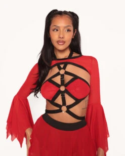 Kandi Diva X IHR Locked & Loaded Ultra Crop Top -iHeartRaves Shop Kandi Diva x iHR Locked Loaded Ultra Crop Top Front2