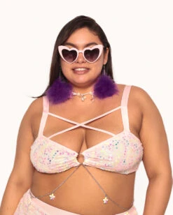 Katie Kayyyy X IHR Pastel Prism Top -iHeartRaves Shop Katie Kayy x iHR Pastel Prism Top C1 Baby Pink Front