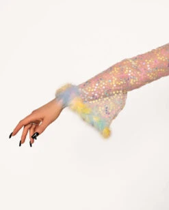 Katie Kayyyy X IHR Pastel Prism Ultra Crop Top -iHeartRaves Shop Katie Kayy x iHR Pastel Prism Ultra CropTop Baby Pink DetailUpdated