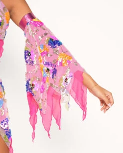 Katie Kayyyy X IHR Rainbow Road Top With Sleeves -iHeartRaves Shop Katie Kayy x iHR Rainbow Road Top Blue Pink Purple Detail