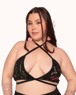 Lace Flowerfields Stretch Halter Top -iHeartRaves Shop Lace Flowerfields Halter Top C1 Front