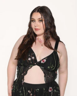 Lace Flowerfields Stretch Pixie Hem Top -iHeartRaves Shop Lace Flowerfields Pixie Hem Top C1 Front