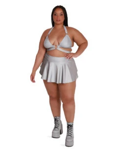 Lightning Flash Reflective Crop Top -iHeartRaves Shop Lightning Flash Reflective Crop Top Curve1 Grey Full