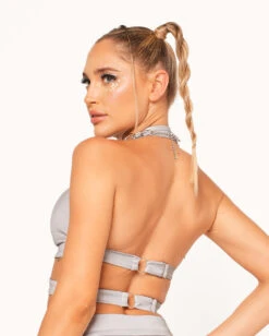 Lightning Flash Reflective Crop Top -iHeartRaves Shop Lightning Flash Reflective Crop Top Grey Back