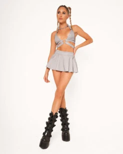 Charge Of Light Reflective Skater Skirt -iHeartRaves Shop Lightning Flash Reflective Crop Top Grey Full b3b52390 f280 415f a357 3c9bd801a4d3