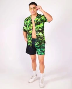 Liquid Toxin Men's Shorts -iHeartRaves Shop Liquid Toxin Men s Camp Shirt BLK NEONGRN Full 9562be54 53b2 4379 942f b096d9326051