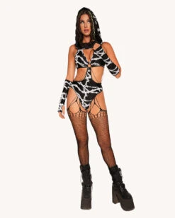 Live Wire Reflective Bodysuit With Sleeves -iHeartRaves Shop Live Wire Reflective Bodysuit with Sleeves Full