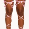 Love Me Knot Bow Pair Mini Leg Wraps -iHeartRaves Shop Love Me Knot Bow Wrap Pair Leg Garters Pink Front 63c7041e e10d 43e6 9304 57ec4b739837