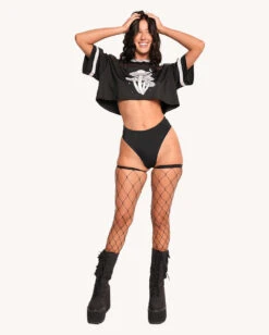 Mushroom Silver Reflective Cropped Football Jersey -iHeartRaves Shop Mushroom Silver Reflective Cropped Football Jersey Full2