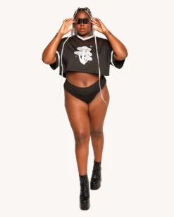 Mushroom Silver Reflective Cropped Football Jersey -iHeartRaves Shop Mushroom Silver Reflective Cropped Football Jersey Reflective C1 Full