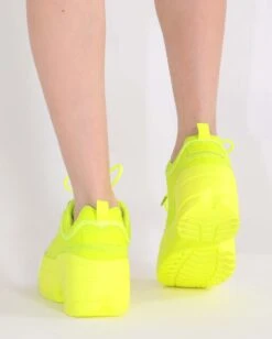 Dynamic Realness Platform Sneakers -iHeartRaves Shop Neon Realness Platform Sneakers NeonYellow Back