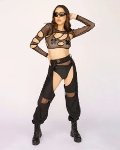 Nocturnal Nature Fishnet Chaps -iHeartRaves Shop Nocturnal Nature Fishnet Chaps Full