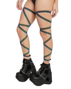 Pair Of Non-Slip Rainbow Reflective Leg Wraps -iHeartRaves Shop Pair of Non Slip Rainbow Reflective Leg Wraps Rbw Sd