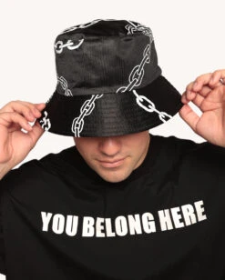 Power Surge Silver Reflective Bucket Hat With Stash Pocket -iHeartRaves Shop Power Surge Silver Reflective Bucket Hat Front