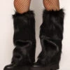 Pretty Privilege Fluffy Leg Warmers -iHeartRaves Shop Pretty Privilege Furry Leg Warmers Black Side