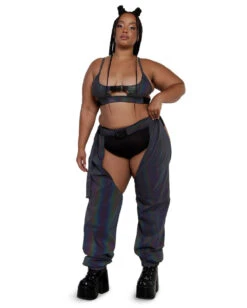 Won't Let U Out Reflective Underboob Clasp Top -iHeartRaves Shop Prism Fairy Reflective Chaps Curve full