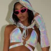 Pure Euphoria White Rainbow Reflective Hood & Sleeve Set -iHeartRaves Shop PureEuphoria